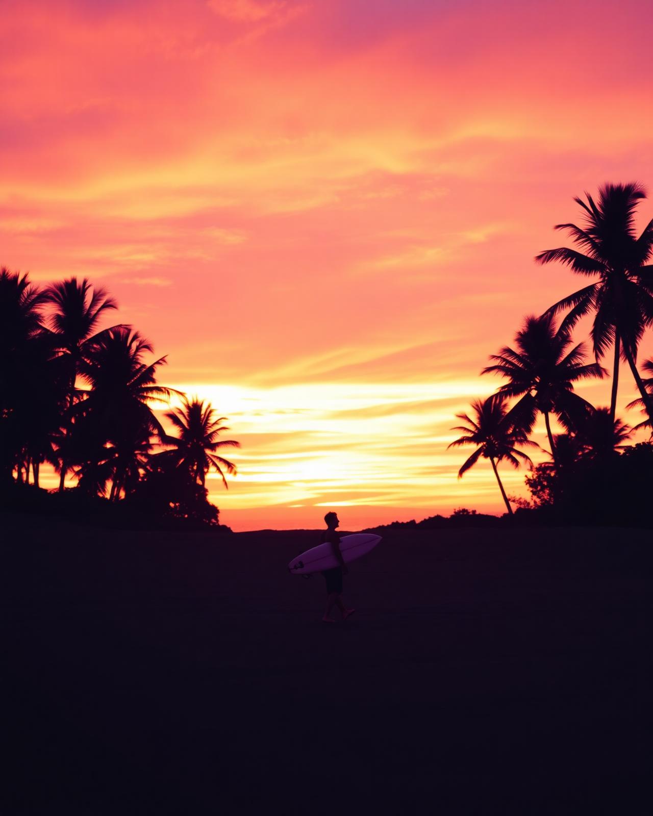 Bali sunset surfer
